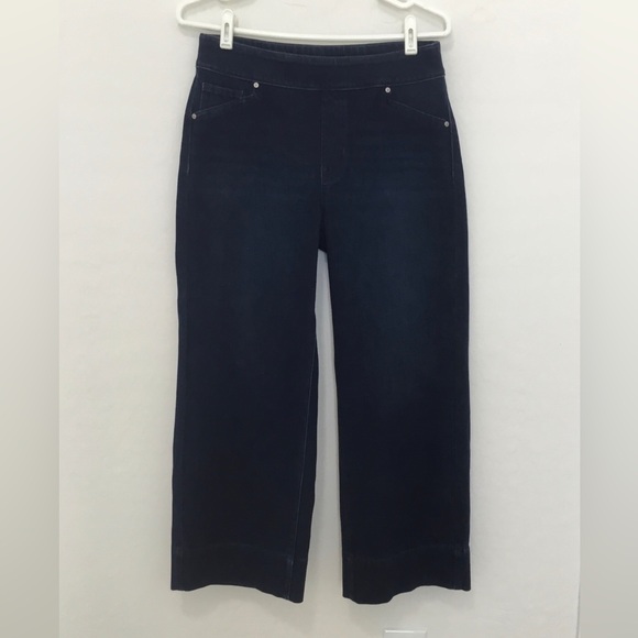 Chico's Denim - New - Chico's Pull On Wide Leg Crop Jeans, Dark Wash Denim, 0 or US 4
